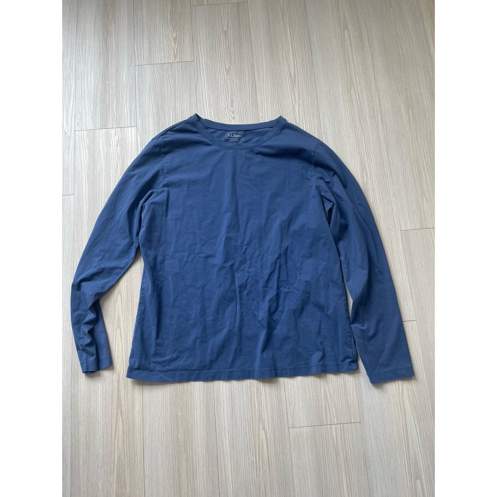 LL Bean Blue Size Large Long Sleeve T-Shirt Pima Cotton